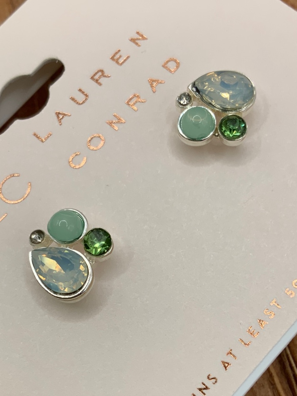 LC Lauren Conrad Mint, Green & Opalescent Cluster Stud Earrings